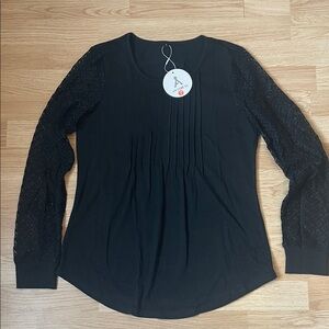 Elegant Black Lace Sleeve Blouse